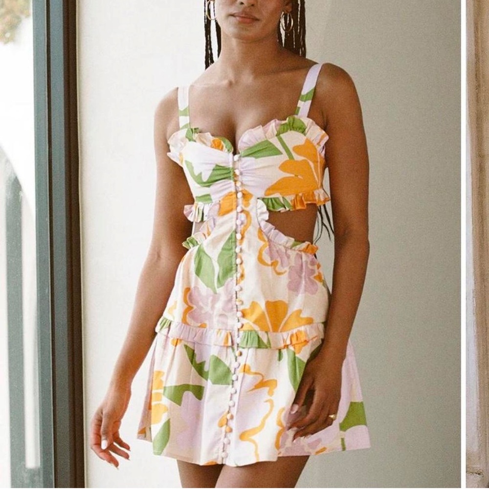 Sabo Skirt Alaya Cutout Mini Dress - Lily Floral Size XS